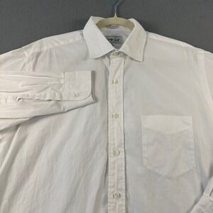 Fierte srl Mens White Cotton Button Down Dress Shirt 15.5 32-33 Long Sleeve